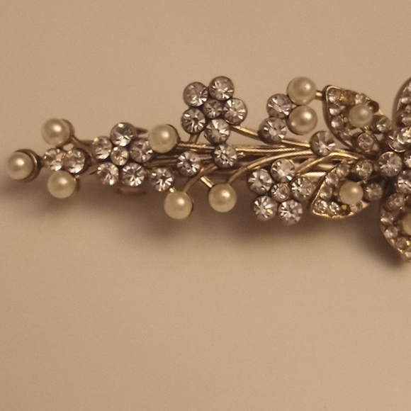 Vintage Bridal Reinstone Pearls Barrett Hair Wedding Prom Clip main image 9